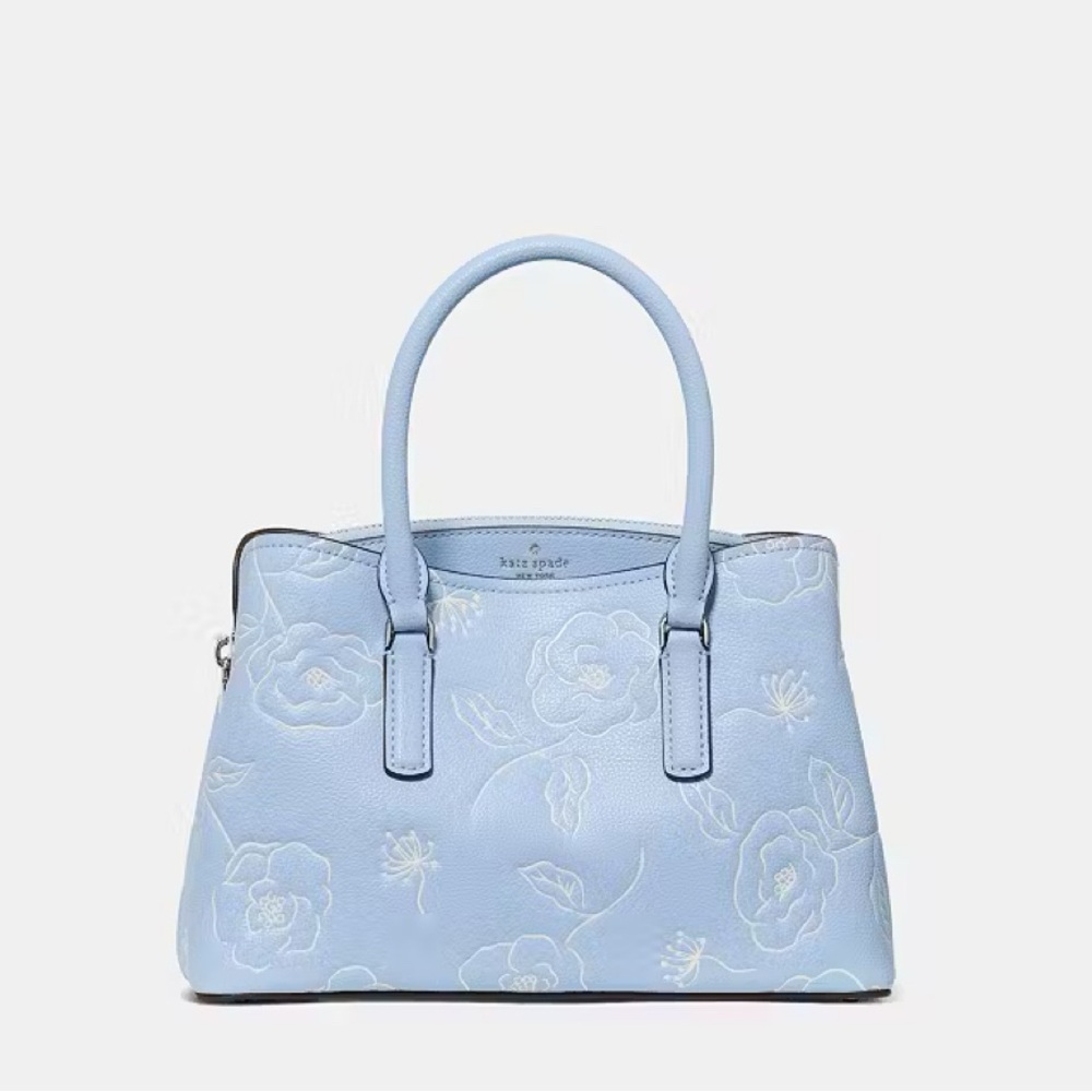 ♠️Kate Spade Thompson Street Embossed Floral Small Satchel Bag, North Star Blue